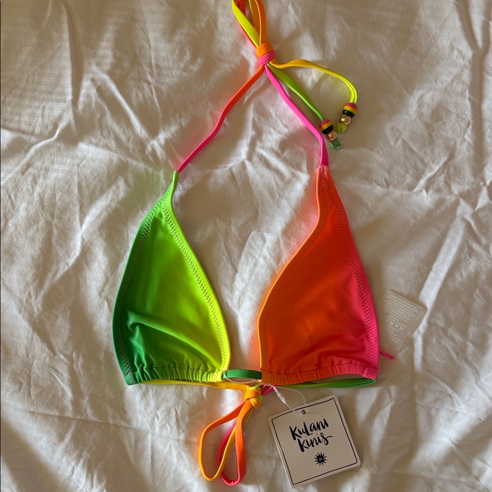 Kulani Kinis Classic Halter Bikini Top - Island Escape size small NWT